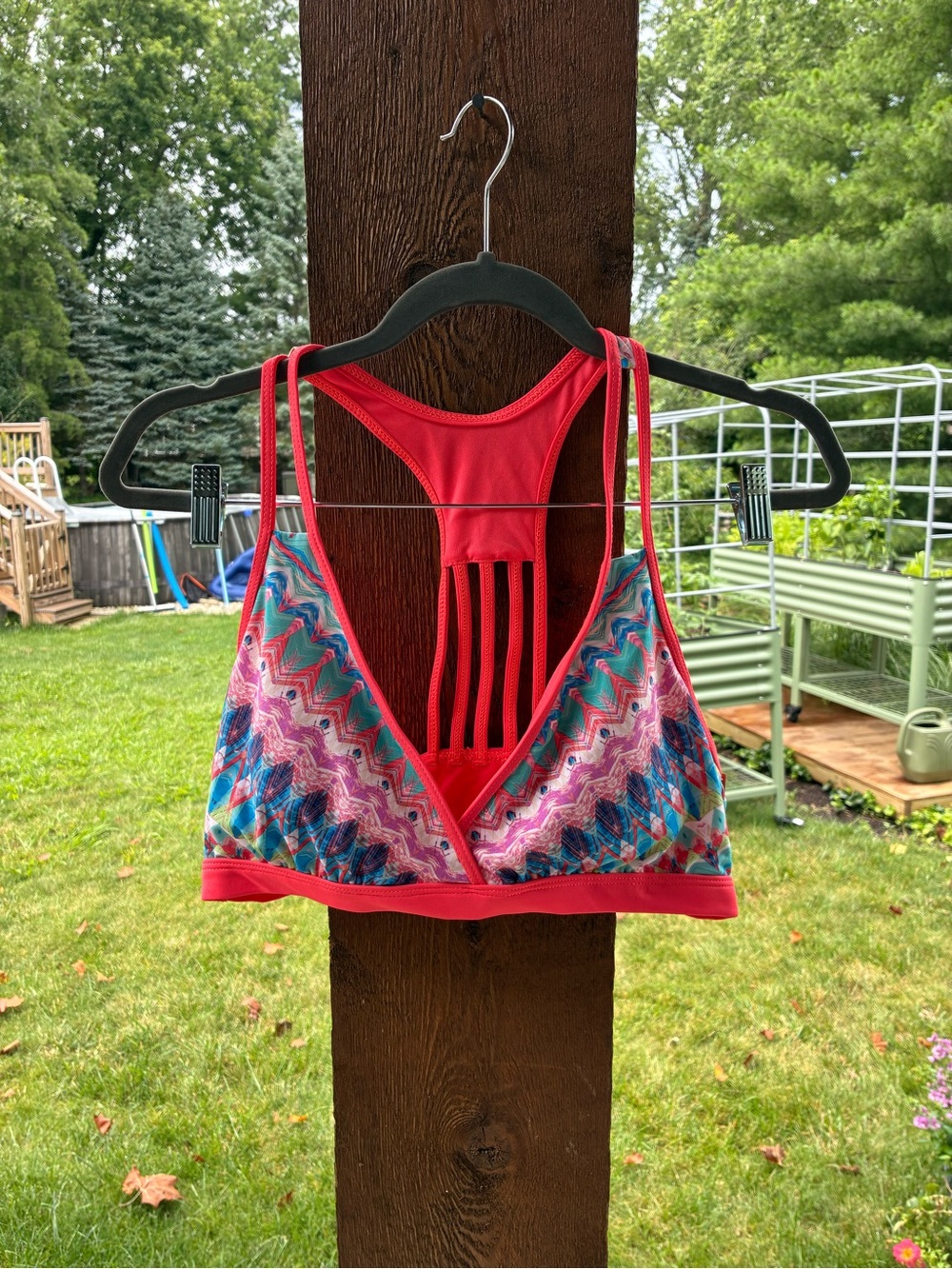 Women's Title Nine NWT Pink Multicolor Strappy Bralette swim top